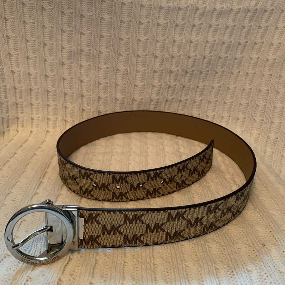 Michael Kors Size Small Brown Belt With Silver Hardware